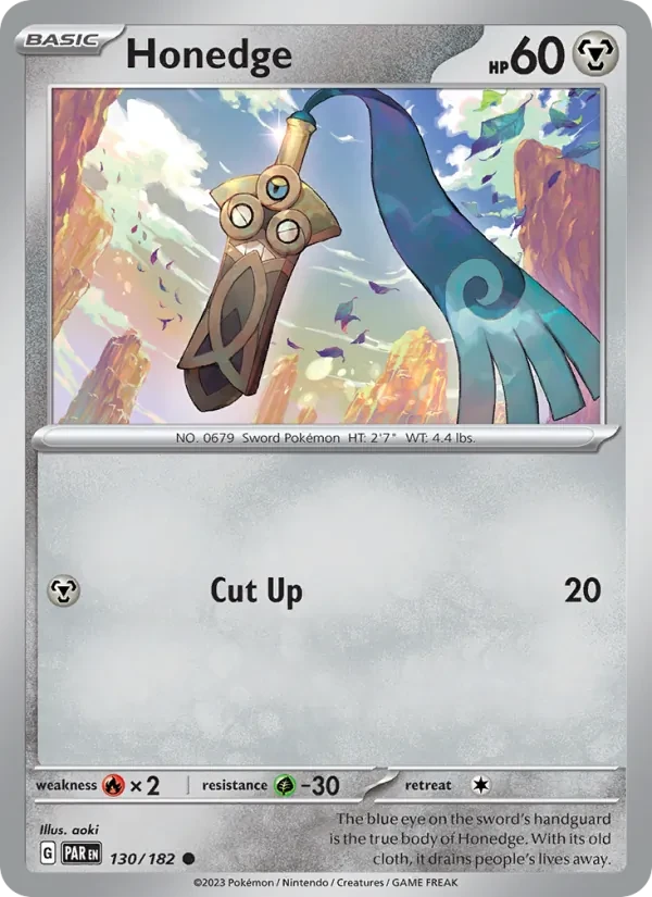 Honedge 130/182 Paradox Rift Pokémon card