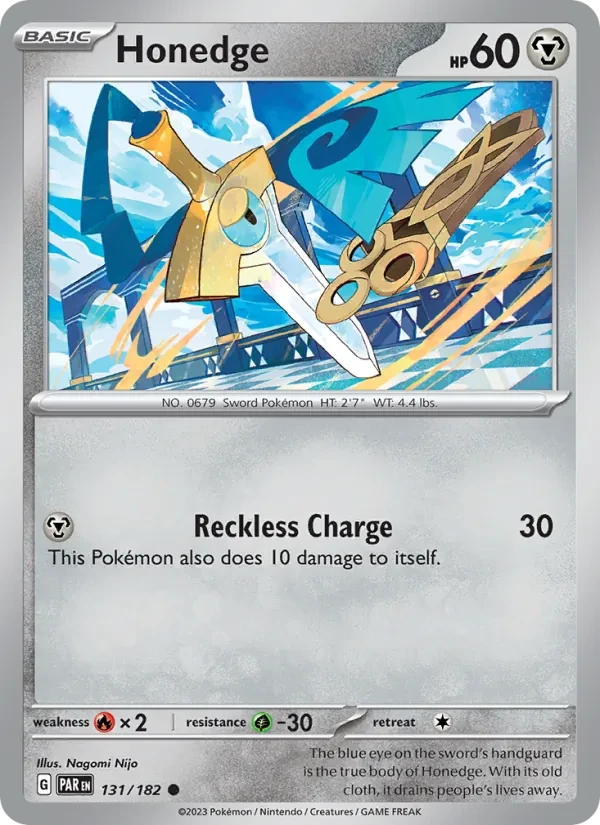 Honedge 131/182 Paradox Rift Pokémon card