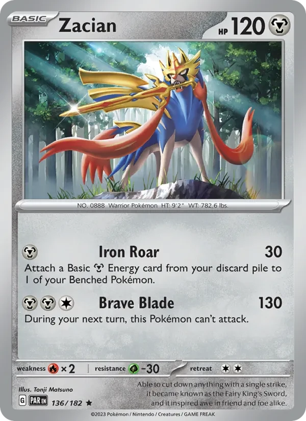 Zacian 136/182 Paradox Rift Pokémon card