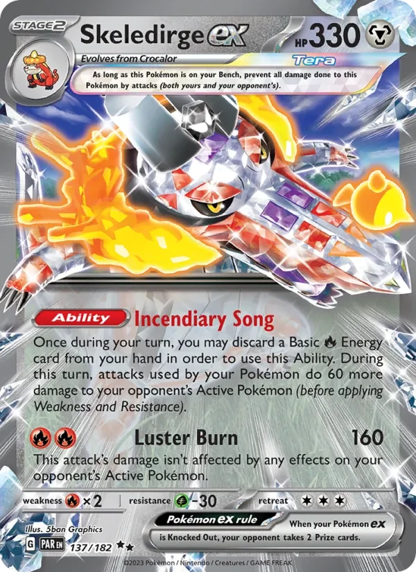 Skeledirge ex 137/182 Paradox Rift Pokémon card