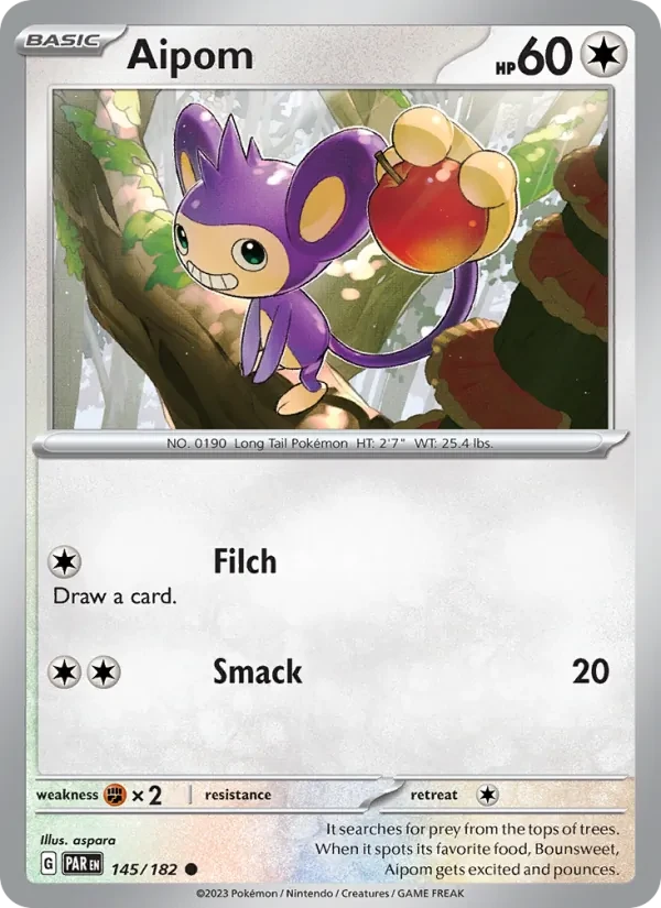 Aipom 145/182 Paradox Rift Pokémon card