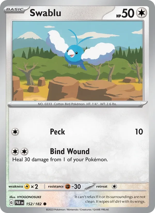Swablu 152/182 Paradox Rift Pokémon card