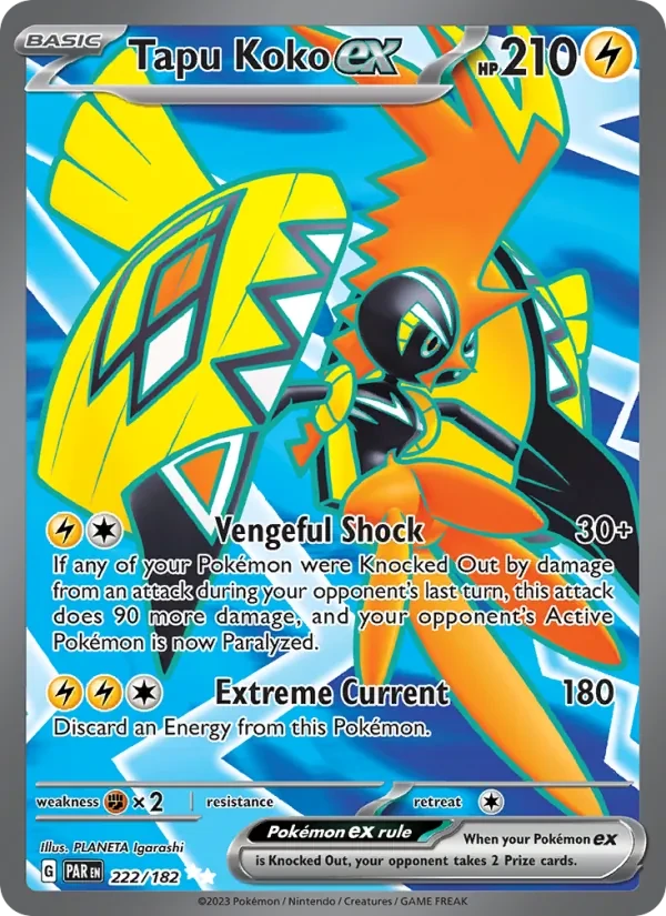 Tapu Koko ex 222/182 Paradox Rift Pokémon card