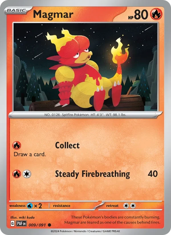 Magmar 009/91 Paldean Fates Pokémon Karte