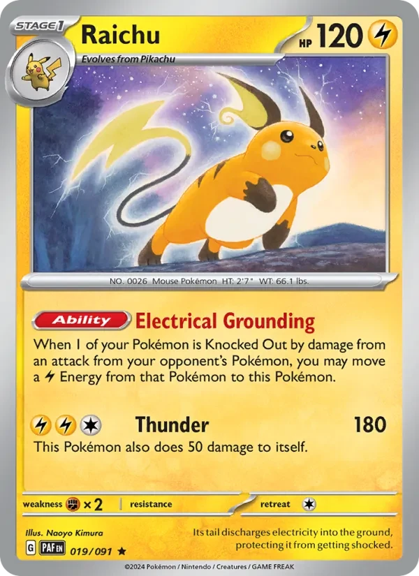 Raichu 019/91 Paldean Fates Pokémon card