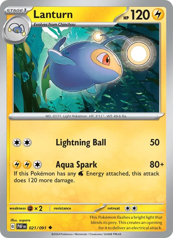 Lanturn 021/91 Paldean Fates Pokémon card
