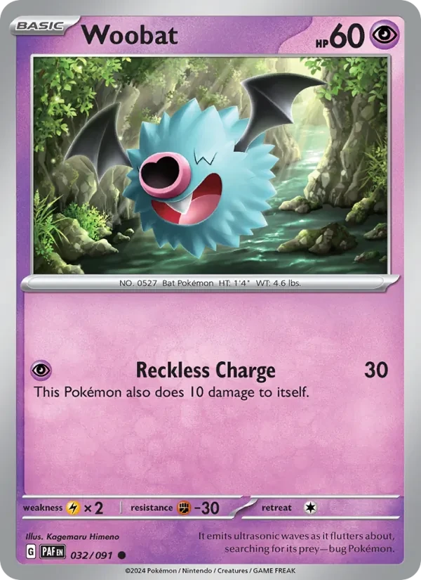 Woobat 032/91 Paldean Fates Pokémon card