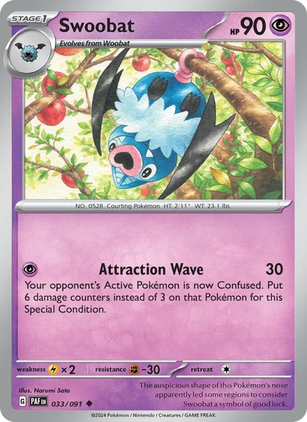 Swoobat 033/91 Paldean Fates Pokémon card