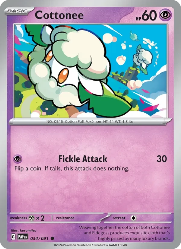Cottonee 034/91 Paldean Fates Pokémon card