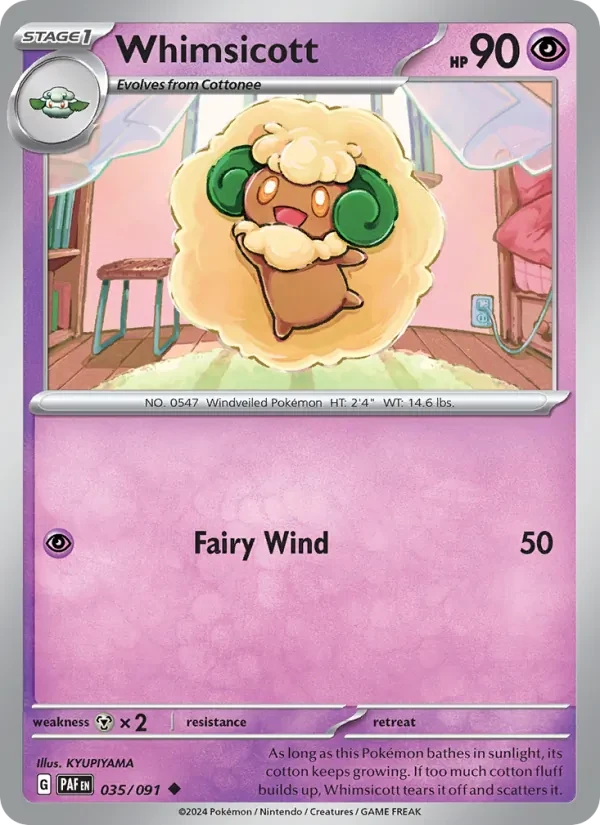Whimsicott 035/91 Paldean Fates Pokémon card