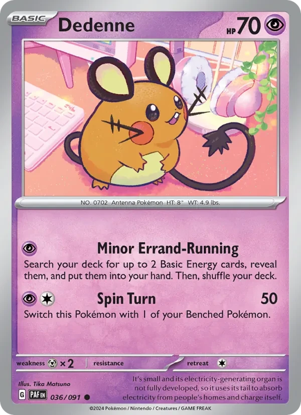 Dedenne 036/91 Paldean Fates Pokémon Karte