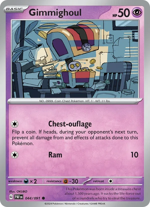 Gimmighoul 044/91 Paldean Fates Pokémon card