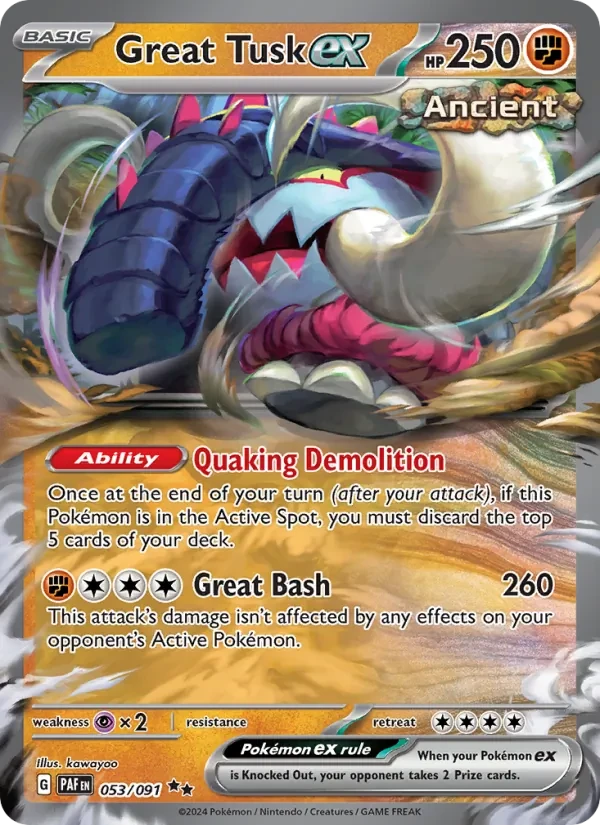 Carta Pokémon Great Tusk ex 053/91 Paldean Fates