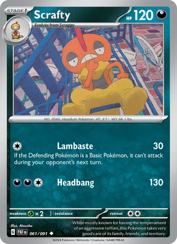Scrafty 061/91 Paldean Fates Pokémon card
