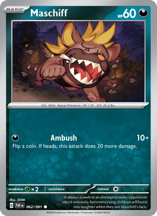Maschiff 062/91 Paldean Fates Pokémon card