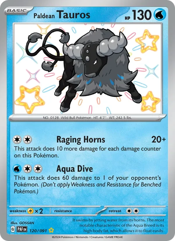 Carta Pokémon Paldean Tauros 120/91 Paldean Fates