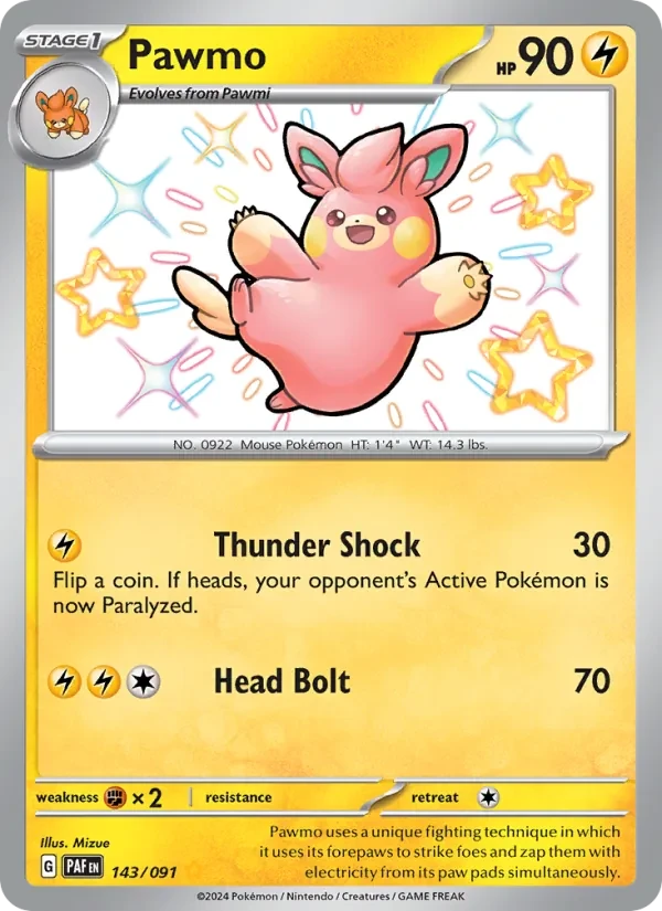 Pawmo 143/91 Paldean Fates Pokémon card