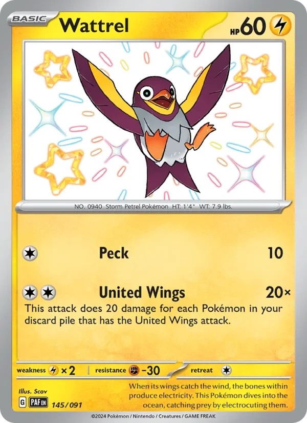 Wattrel 145/91 Paldean Fates Pokémon card