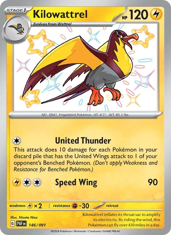 Kilowattrel 146/91 Paldean Fates Pokémon card