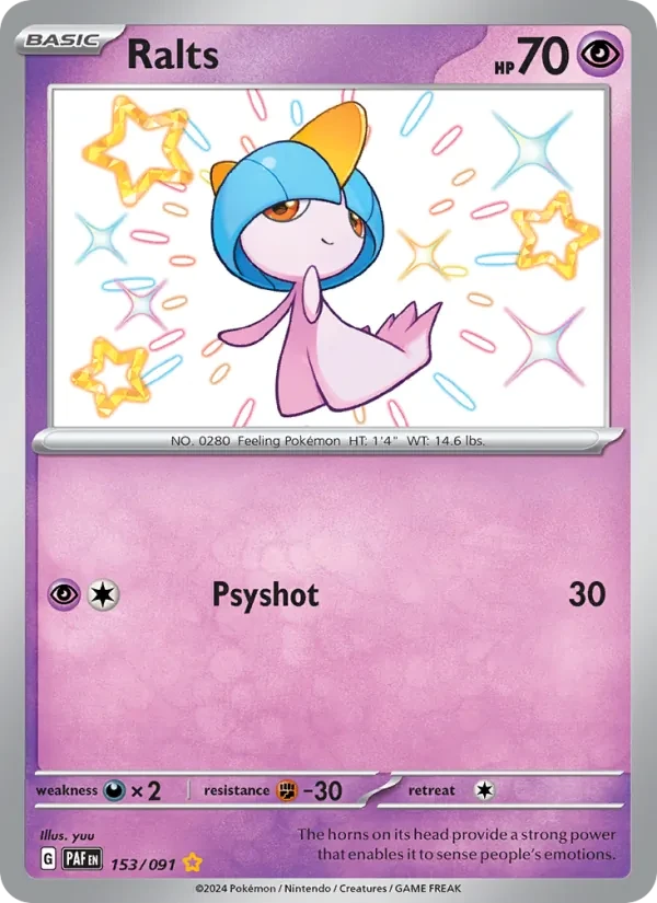 Ralts 153/91 Paldean Fates Pokémon card