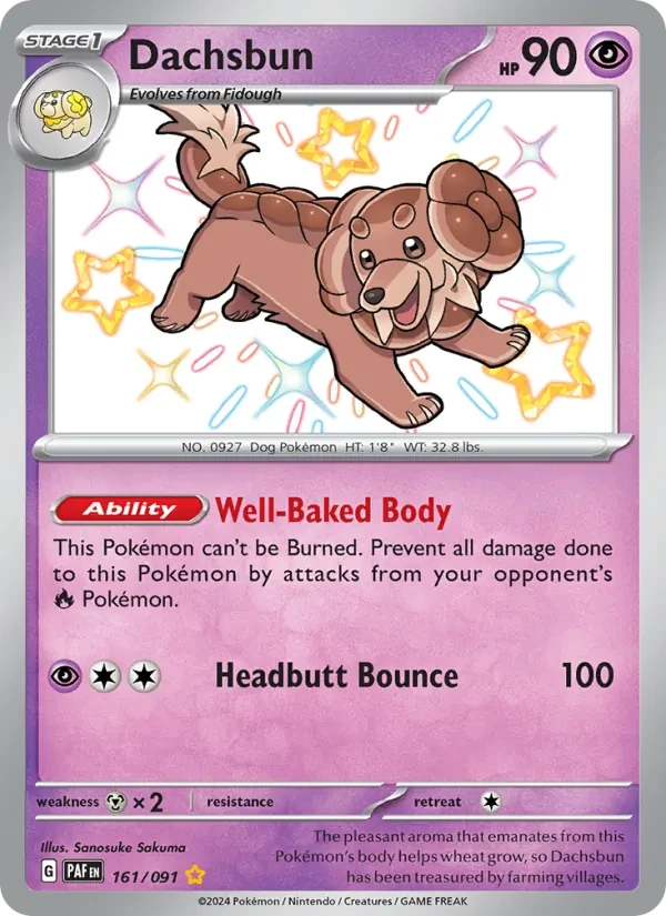 Dachsbun 161/91 Paldean Fates Pokémon card