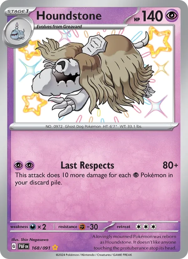 Houndstone 168/91 Paldean Fates Pokémon card