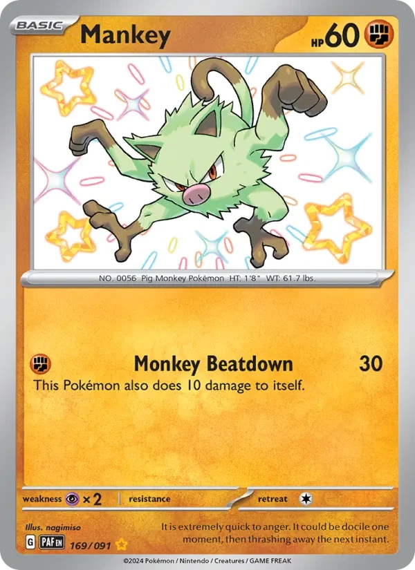 Mankey 169/91 Paldean Fates Pokémon card
