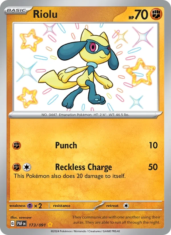 Riolu 173/91 Paldean Fates Pokémon card