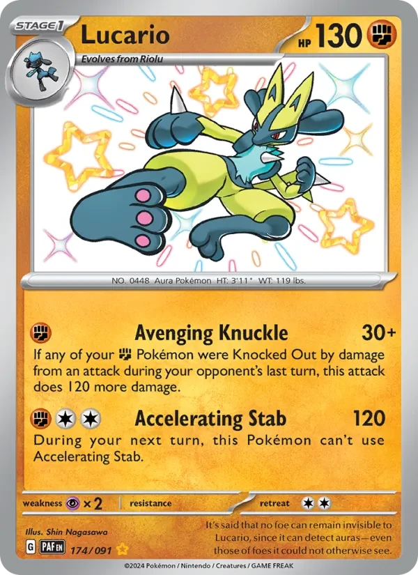 Lucario 174/91 Paldean Fates Pokémon card