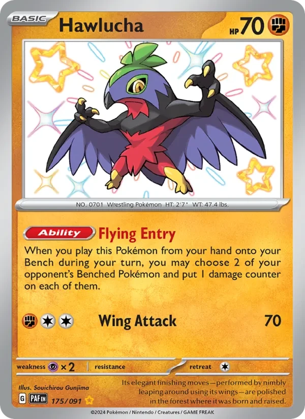 Hawlucha 175/91 Paldean Fates Pokémon Karte
