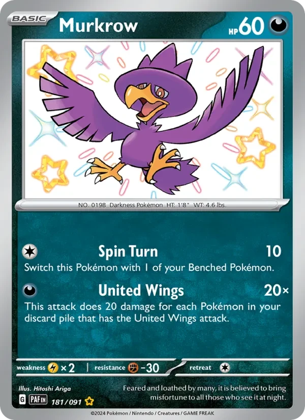 Murkrow 181/91 Paldean Fates Pokémon card
