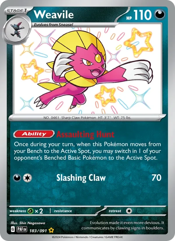 Weavile 183/91 Paldean Fates Pokémon card