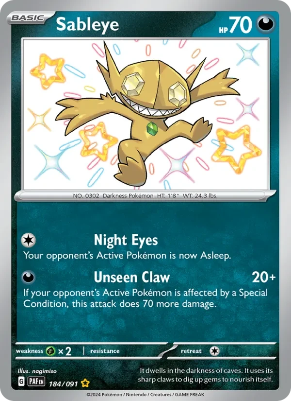 Sableye 184/91 Paldean Fates Pokémon card