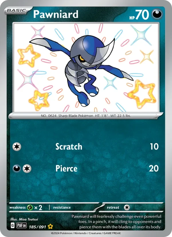 Pawniard 185/91 Paldean Fates Pokémon card