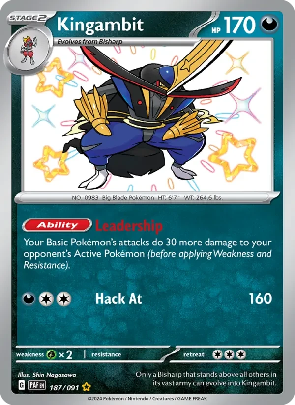 Kingambit 187/91 Paldean Fates Pokémon card