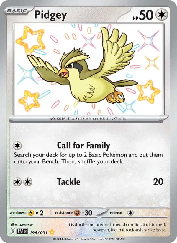 Pidgey 196/91 Paldean Fates Pokémon card