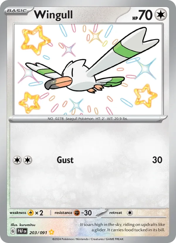 Wingull 203/91 Paldean Fates Pokémon card