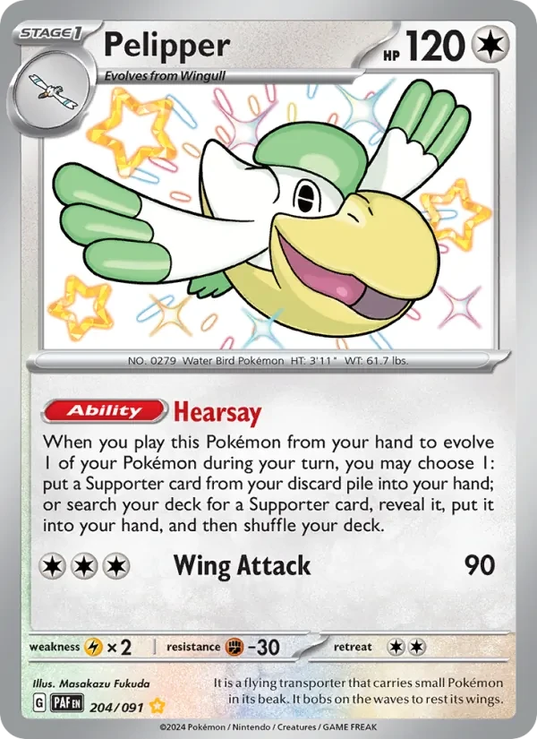 Pelipper 204/91 Paldean Fates Pokémon card