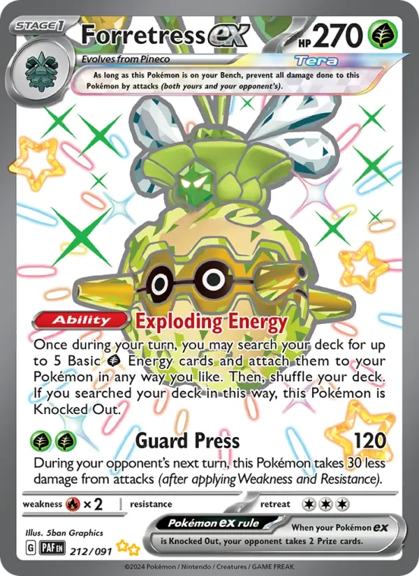 Forretress ex 212/91 Paldean Fates Pokémon card