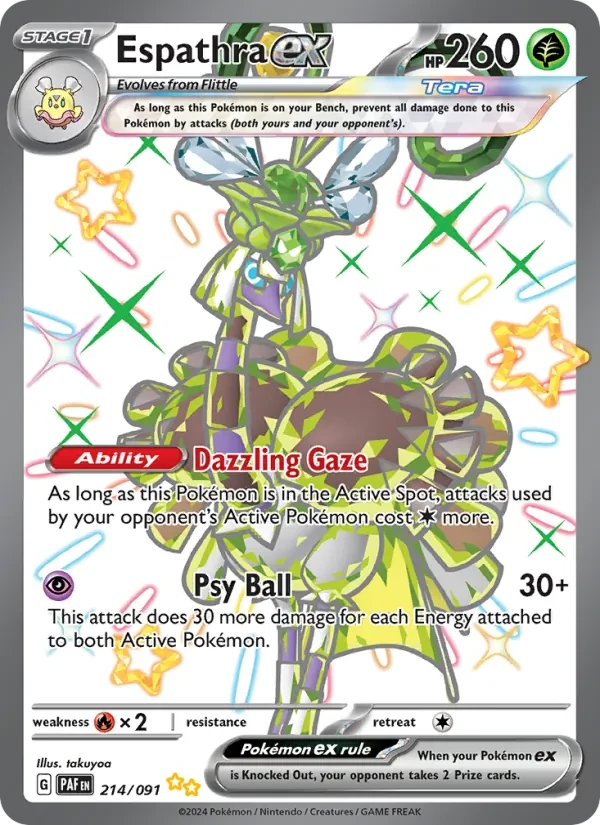 Espathra ex 214/91 Paldean Fates Pokémon card