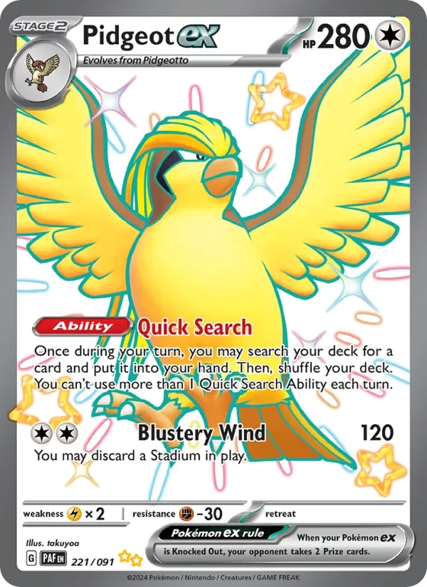 Pidgeot ex 221/91 Paldean Fates Pokémon card