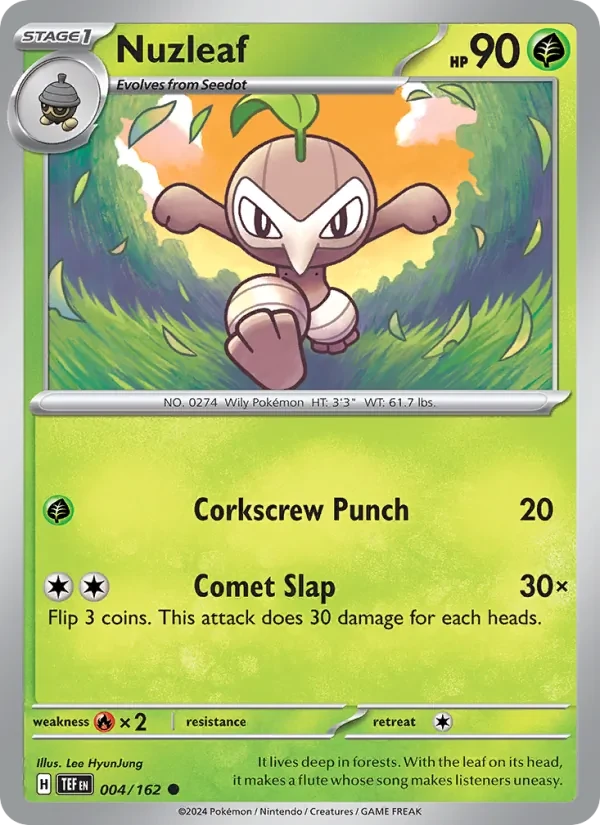 Nuzleaf 004/162 Temporal Forces Pokémon card