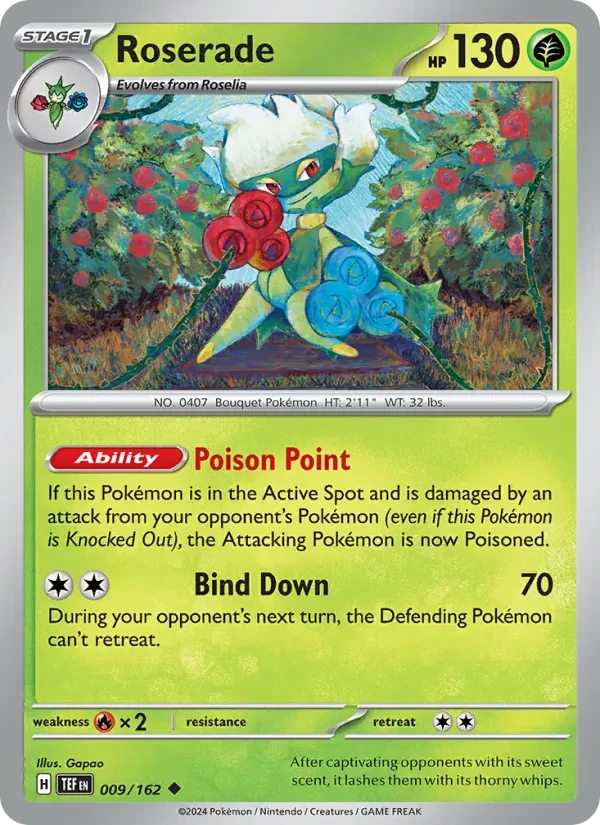 Roserade 009/162 Temporal Forces Pokémon card