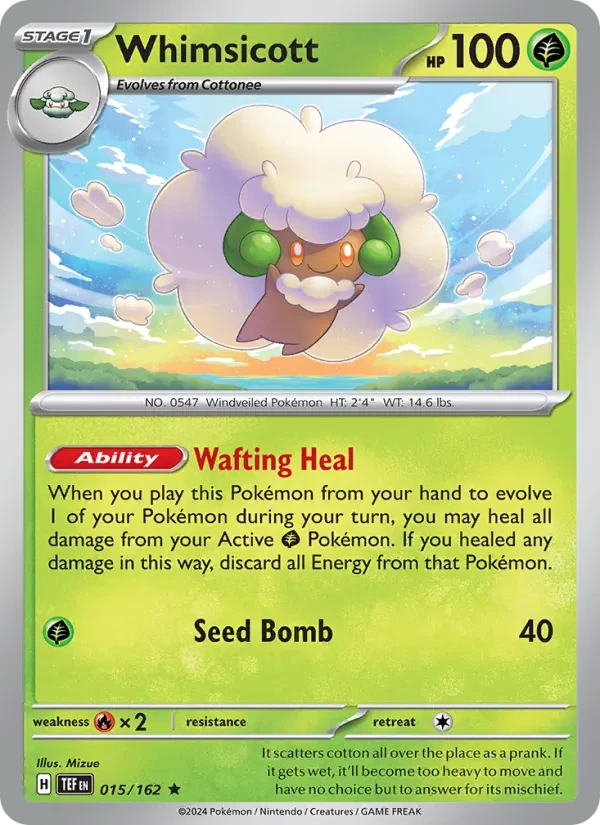 Whimsicott 015/162 Temporal Forces Pokémon card