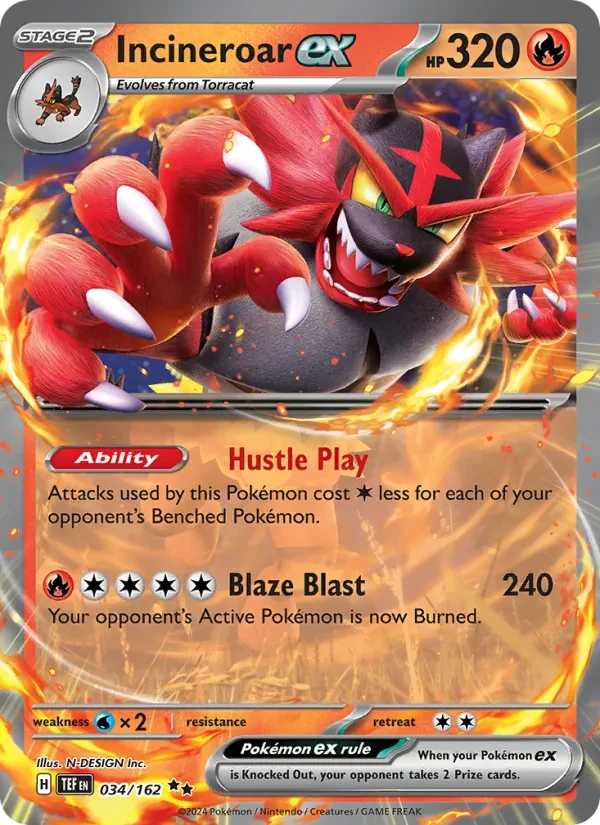 Incineroar ex 034/162 Temporal Forces Pokémon card