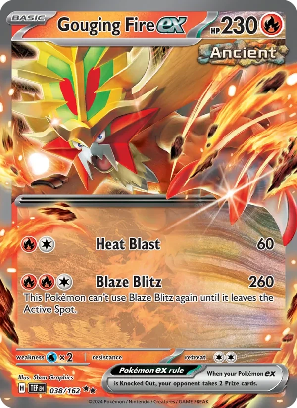 Gouging Fire ex 038/162 Temporal Forces Pokémon card