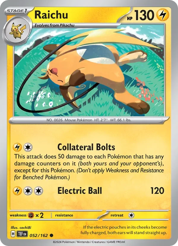 Raichu 052/162 Temporal Forces Pokémon card