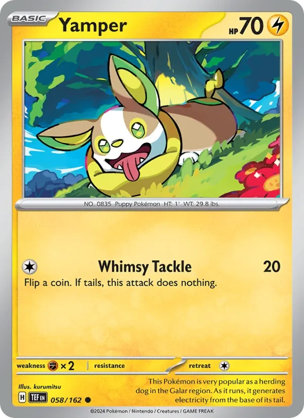 Yamper 058/162 Temporal Forces Pokémon card