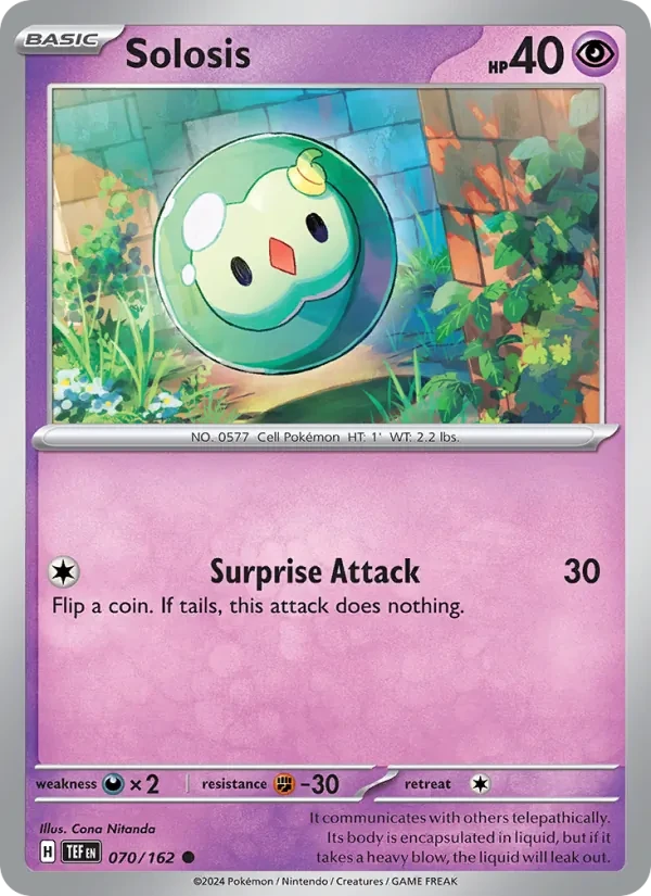 Solosis 070/162 Temporal Forces Pokémon card
