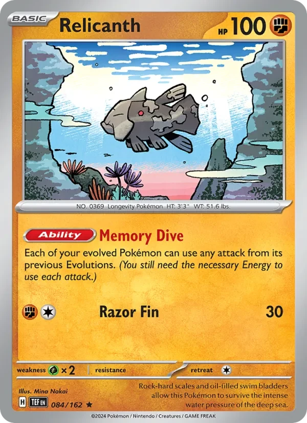 Relicanth 084/162 Temporal Forces Pokémon card
